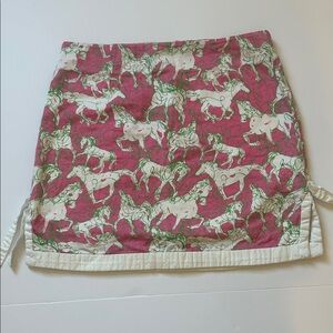Lilly Pulitzer Pink and Green Horse Print Mini Skirt
